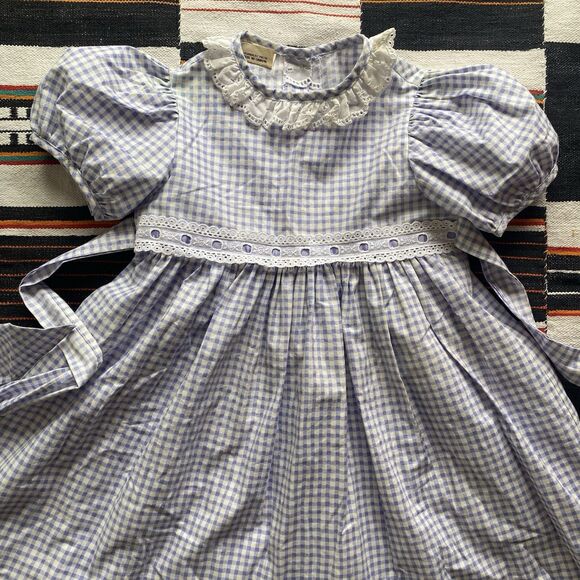 Vintage Mini World Purple/White Gingham Dress With Belt. Size 3T. Rare. USA. - Picture 14 of 14
